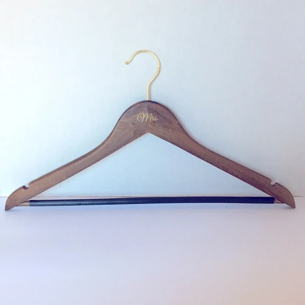 Monogrammed Wood Hanger Mrs Wedding Bride Gift